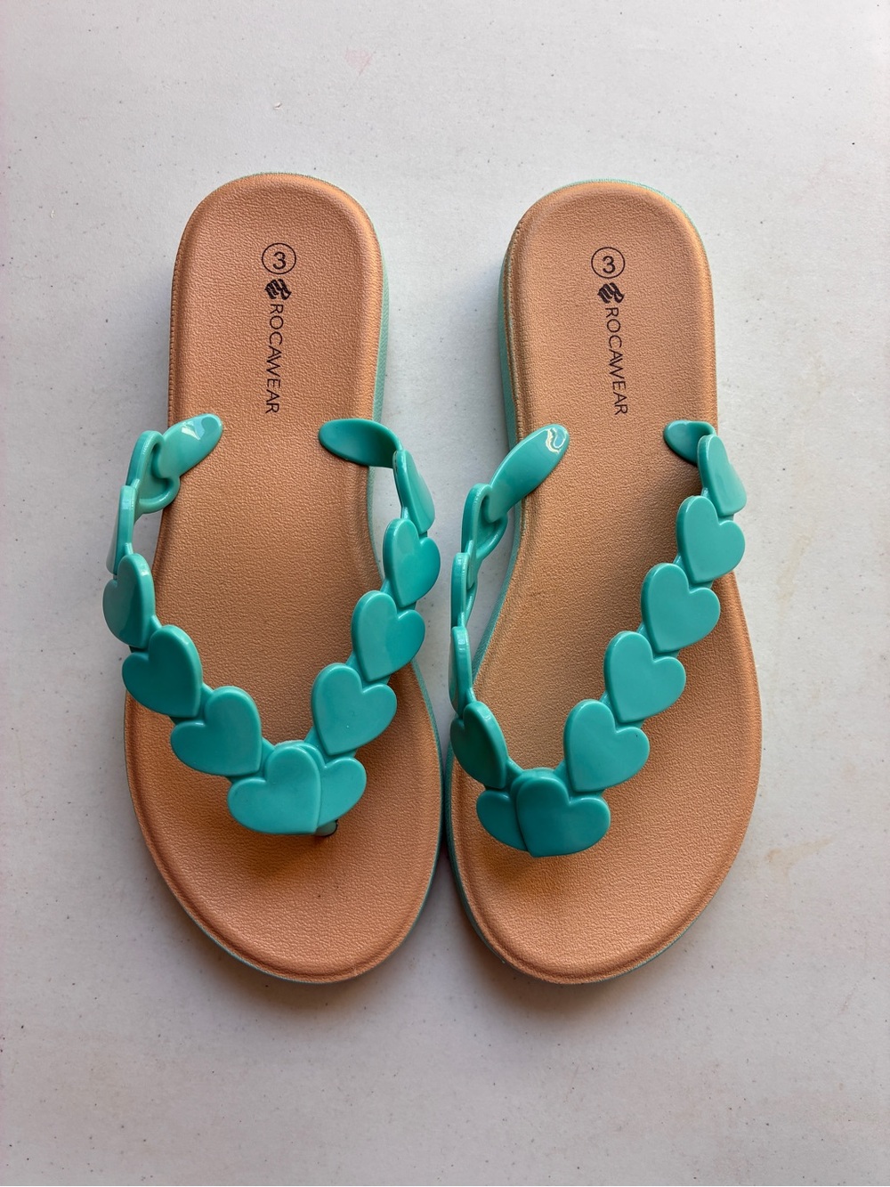 Rocawear Teal Heart-Accent Flip Flops